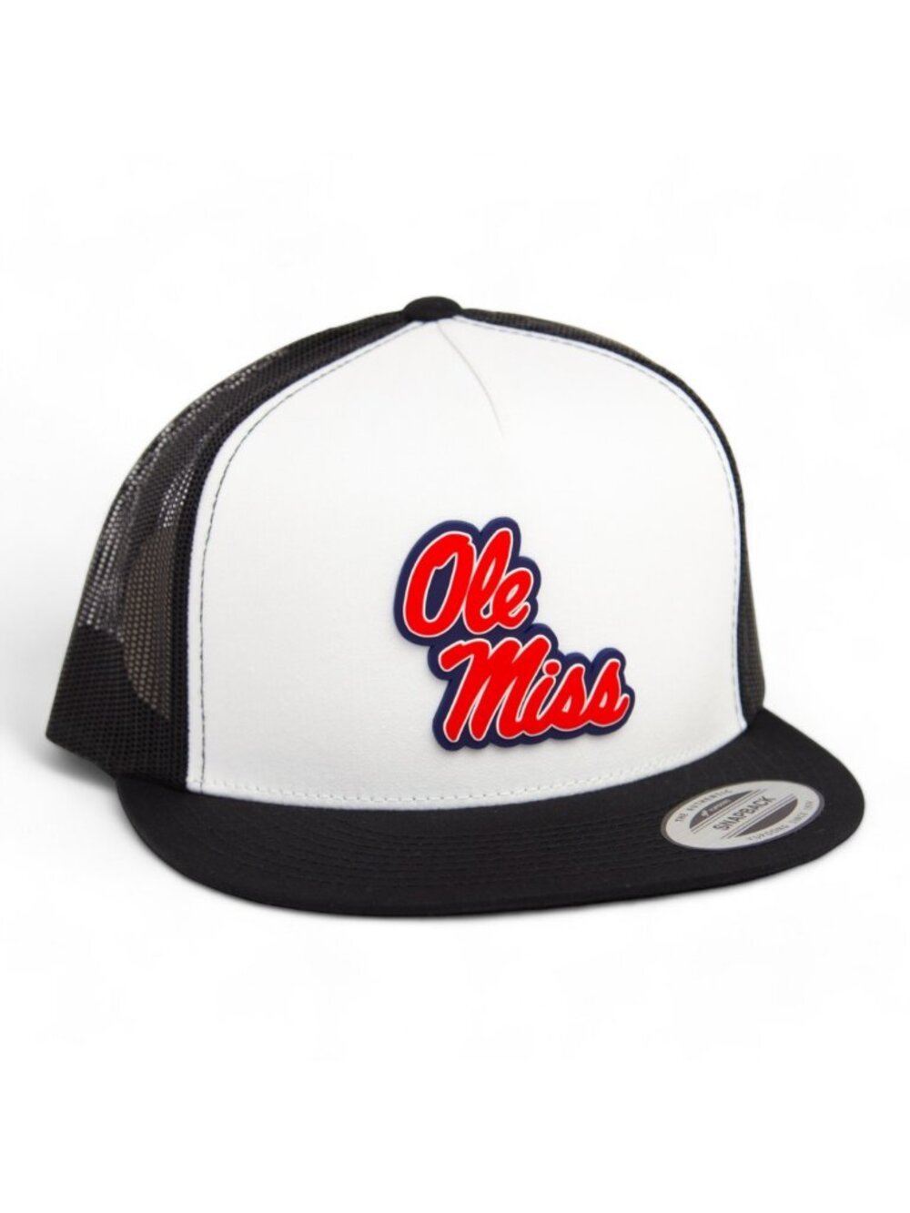 Ole Miss Rebels YP Snapback Flat Bill Trucker Hat- White/ Black